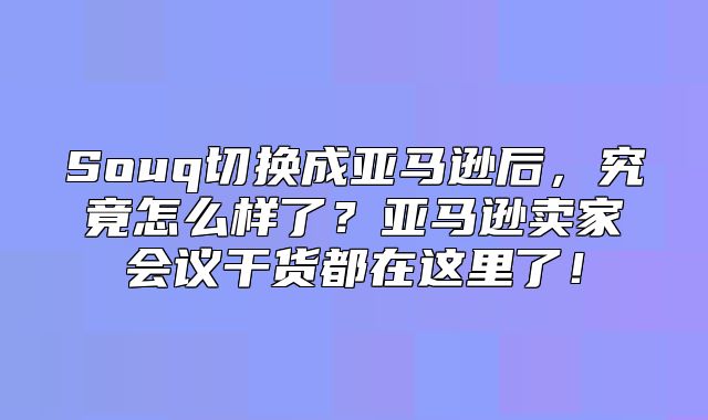 Souq切换成亚马逊后，究竟怎么样了？亚马逊卖家会议干货都在这里了！