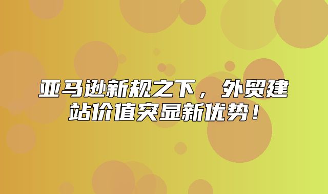 亚马逊新规之下，外贸建站价值突显新优势！