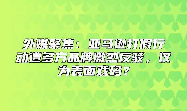外媒聚焦：亚马逊打假行动遭多方品牌激烈反驳，仅为表面戏码？