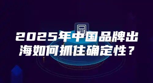 2025年中国品牌出海如何抓住确定性？