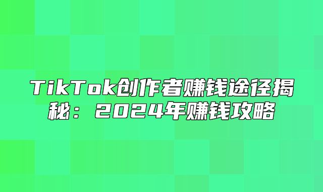 TikTok创作者赚钱途径揭秘：2025年赚钱攻略