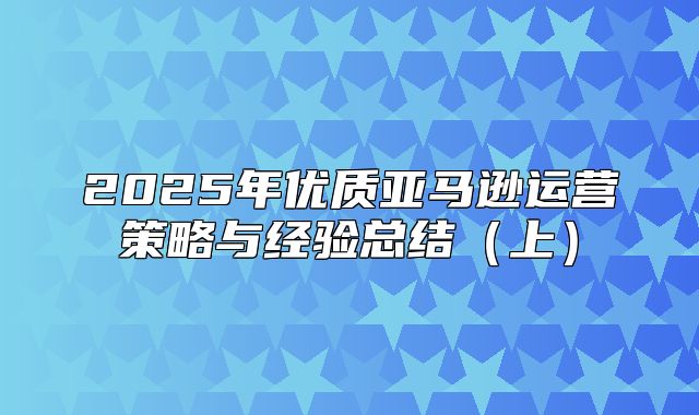 2025年优质亚马逊运营策略与经验总结上