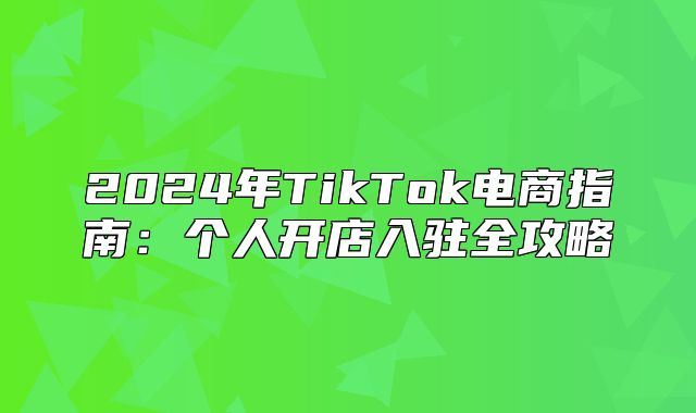 2025年TikTok电商指南：个人开店入驻全攻略