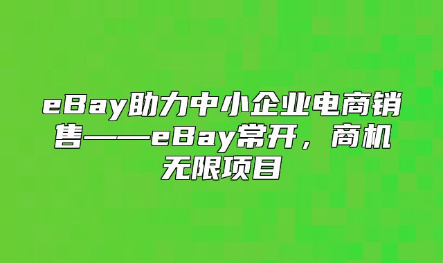 eBay助力中小企业电商销售——eBay常开，商机无限项目