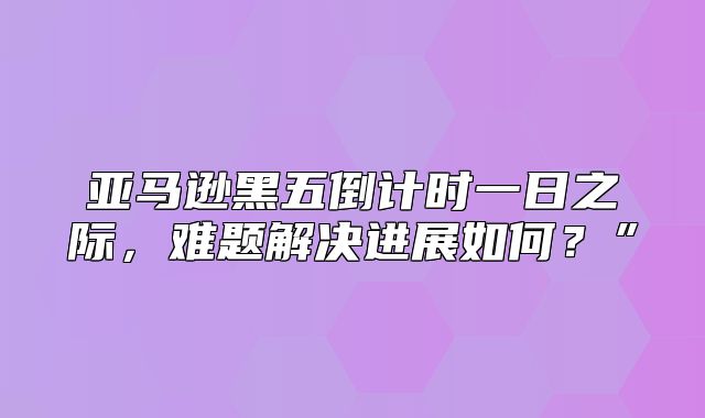 亚马逊黑五倒计时一日之际，难题解决进展如何？”