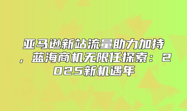 亚马逊新站流量助力加持，蓝海商机无限任探索：2025新机遇年