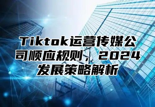 Tiktok运营传媒公司顺应规则，2025发展策略解析