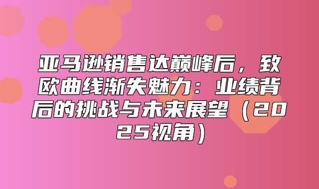 亚马逊销售达巅峰后，致欧曲线渐失魅力：业绩背后的挑战与未来展望2025视角