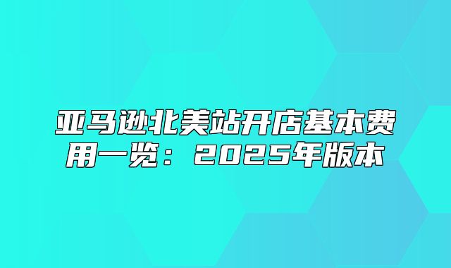 亚马逊北美站开店基本费用一览：2025年版本