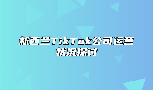 新西兰TikTok公司运营状况探讨