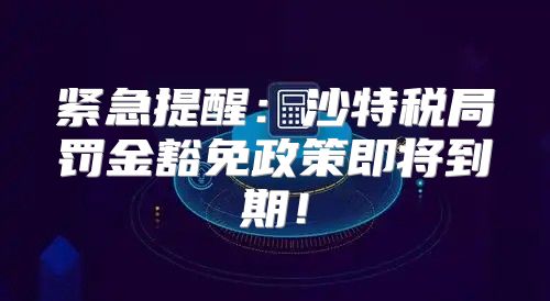 紧急提醒：沙特税局罚金豁免政策即将到期！