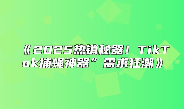 2025热销秘器！TikTok捕蝇神器”需求狂潮