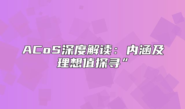ACoS深度解读：内涵及理想值探寻”