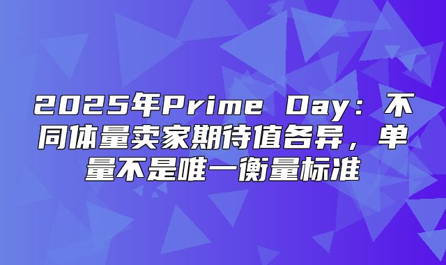 2025年Prime Day：不同体量卖家期待值各异，单量不是唯一衡量标准