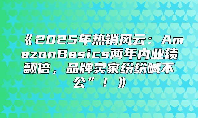 2025年热销风云：AmazonBasics两年内业绩翻倍，品牌卖家纷纷喊不公”！