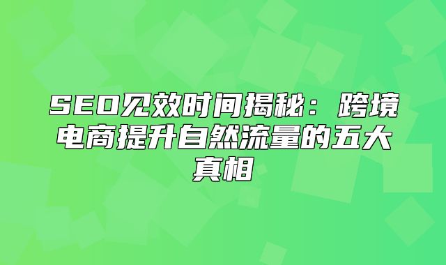 SEO见效时间揭秘：跨境电商提升自然流量的五大真相