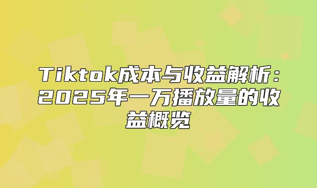 Tiktok成本与收益解析：2025年一万播放量的收益概览