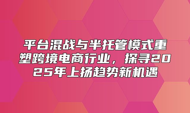 平台混战与半托管模式重塑跨境电商行业，探寻2025年上扬趋势新机遇