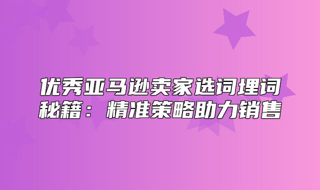 优秀亚马逊卖家选词埋词秘籍：精准策略助力销售