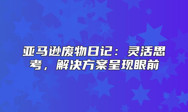 亚马逊废物日记：灵活思考，解决方案呈现眼前