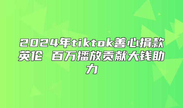 2025年tiktok善心捐款英伦 百万播放贡献大钱助力