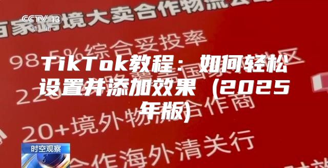 TikTok教程：如何轻松设置并添加效果 (2025年版)