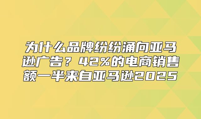为什么品牌纷纷涌向亚马逊广告？42%的电商销售额一半来自亚马逊2025