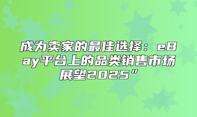 成为卖家的最佳选择：eBay平台上的品类销售市场展望2025”