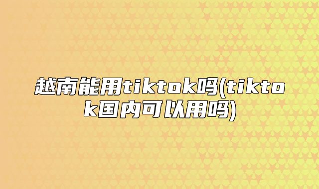 越南能用tiktok吗(tiktok国内可以用吗)