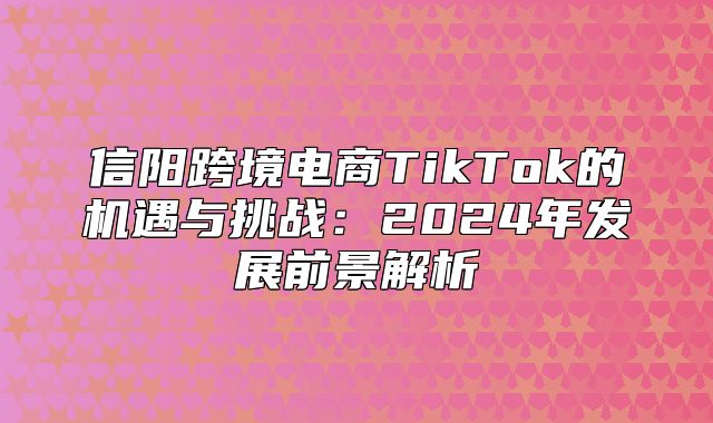 信阳跨境电商TikTok的机遇与挑战：2025年发展前景解析