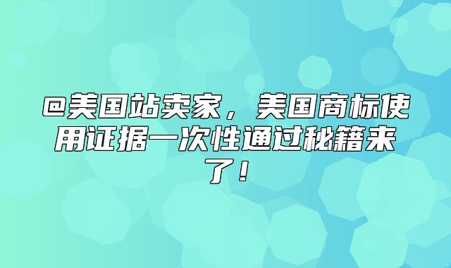 @美国站卖家，美国商标使用证据一次性通过秘籍来了！