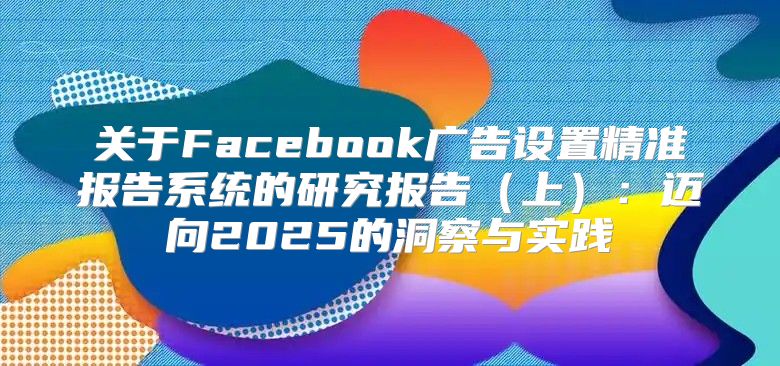 关于Facebook广告设置精准报告系统的研究报告上：迈向2025的洞察与实践