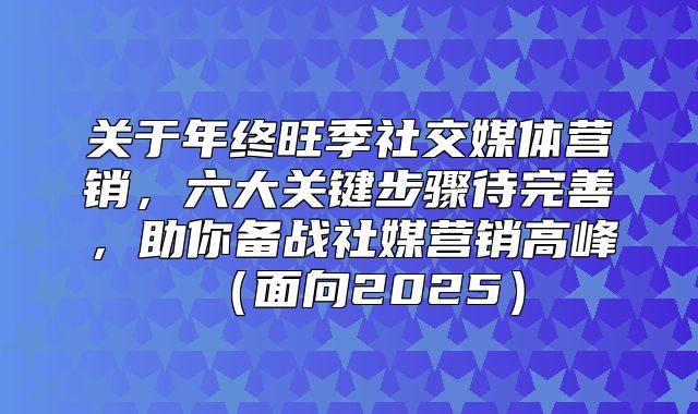 关于年终旺季社交媒体营销，六大关键步骤待完善，助你备战社媒营销高峰面向2025