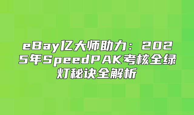 eBay亿大师助力：2025年SpeedPAK考核全绿灯秘诀全解析