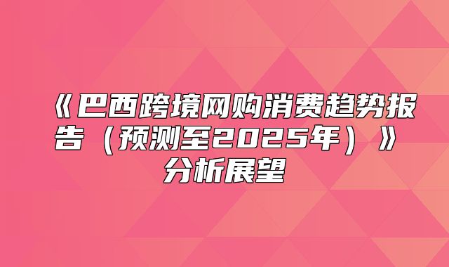 巴西跨境网购消费趋势报告预测至2025年分析展望