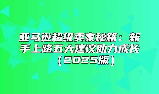 亚马逊超级卖家秘籍：新手上路五大建议助力成长2025版