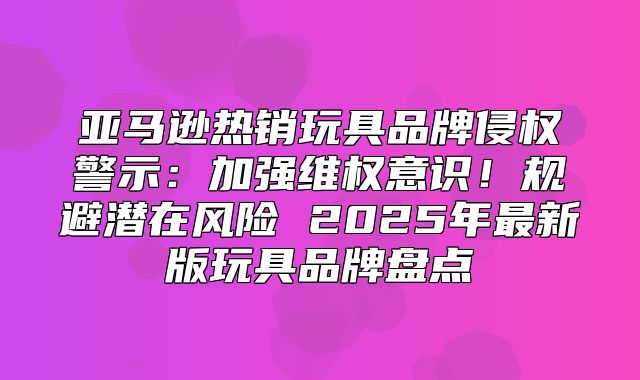 亚马逊热销玩具品牌侵权警示：加强维权意识！规避潜在风险 2025年最新版玩具品牌盘点
