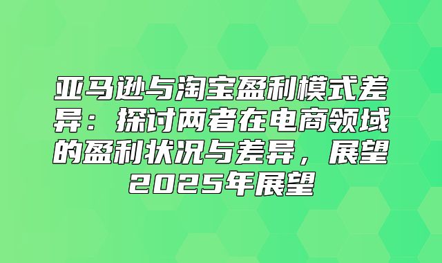亚马逊与淘宝盈利模式差异：探讨两者在电商领域的盈利状况与差异，展望2025年展望
