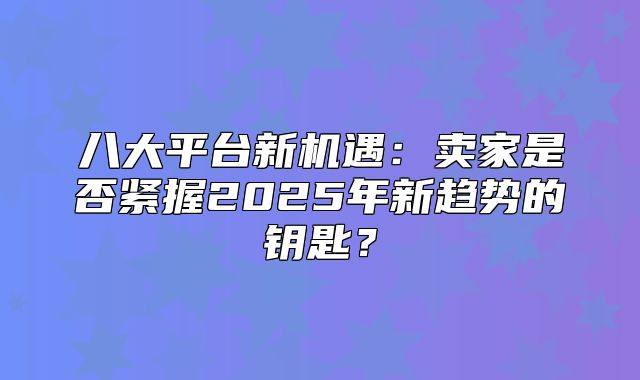 八大平台新机遇：卖家是否紧握2025年新趋势的钥匙？
