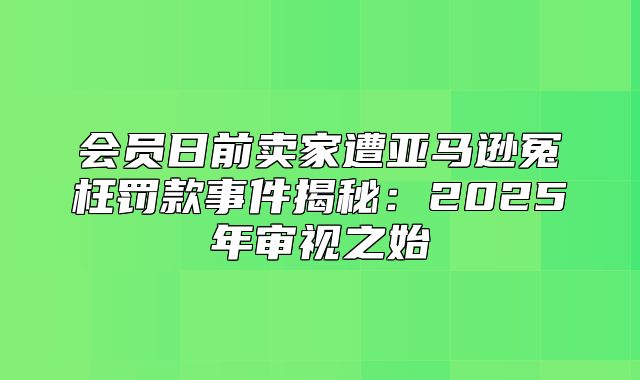 会员日前卖家遭亚马逊冤枉罚款事件揭秘：2025年审视之始