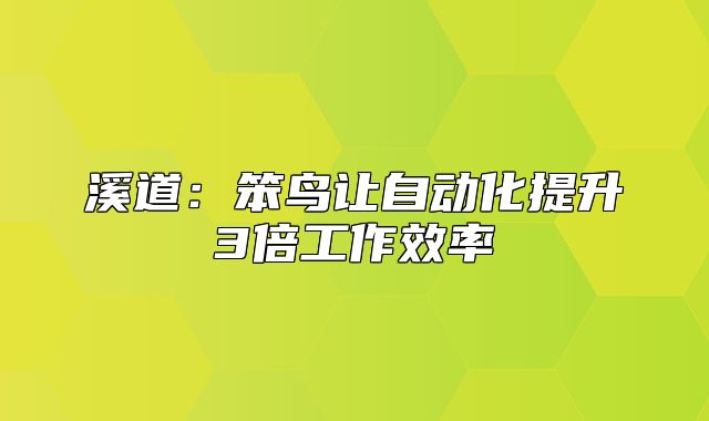 溪道：笨鸟让自动化提升3倍工作效率