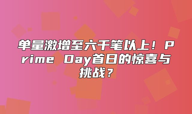 单量激增至六千笔以上！Prime Day首日的惊喜与挑战？