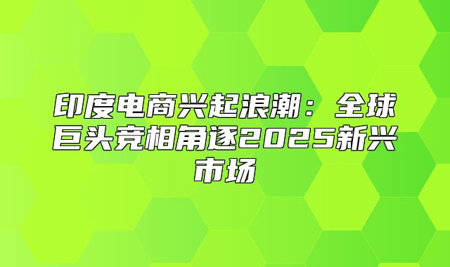 印度电商兴起浪潮：全球巨头竞相角逐2025新兴市场