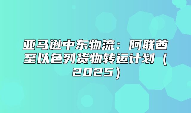 亚马逊中东物流：阿联酋至以色列货物转运计划2025