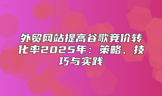 外贸网站提高谷歌竞价转化率2025年：策略、技巧与实践