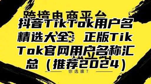 抖音TikTok用户名精选大全：正版TikTok官网用户名称汇总推荐2025