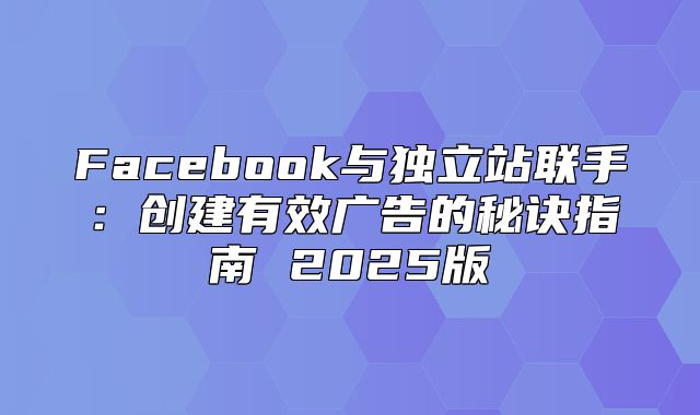 Facebook与独立站联手：创建有效广告的秘诀指南 2025版