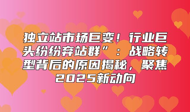 独立站市场巨变！行业巨头纷纷弃站群”：战略转型背后的原因揭秘，聚焦2025新动向