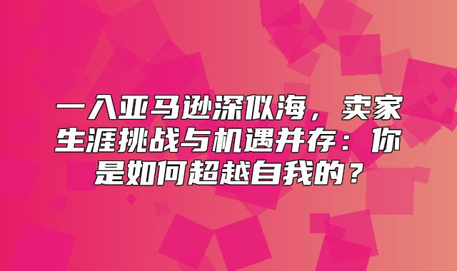 一入亚马逊深似海，卖家生涯挑战与机遇并存：你是如何超越自我的？
