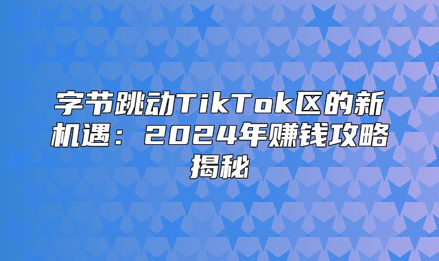 字节跳动TikTok区的新机遇：2025年赚钱攻略揭秘